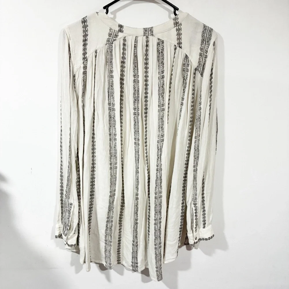 FREE PEOPLE Vanilla Combo Shibori Magic Long Sleeve‎ Top Size Medium